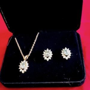 Blue Topaz & Austrian Crystal Pendant/Earing Set